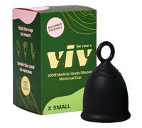 Viv for Your V Extra Small Menstrual Cups, Tweens, Teens, and Petite Frame/Build, Pull Tab Ring Stem Easy Removal, Comfortable 12 Hour Wear, Soft, Silicone Beginner Friendly, Reusable Mini Period Cup