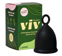 Viv for Your V Large Premium Menstrual Cups for Heavy Flow, Ring Stem Easy Removal, Soft Tampon Alternative for Active Lifestyle, Comfortable 12 Hour Wear, Medical-Grade Silicone Reusable Period Cup