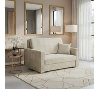 Viva Bis Ii Premium Upholstered Sofa Bed For Living Room Chipboard Frame Foam Wave Spring 133X85X98Cm Cream