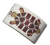Viva Brown Golden White Beaded Turtle Beadwork Leather Cuff Bracelet Free Size B14004