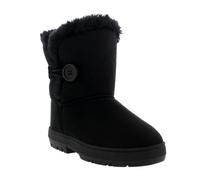 Holly Kids Girls Button Winter Snow Rain Cosy Casual Warm Boots, Black, 13 UK