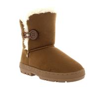 VIVA Button Winter Snow Rain Cosy Casual Warm Boots - Light Tan - 4