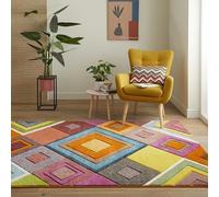 Viva Carved Rug for Modern Living Bedroom Kitchen Nursery Carpet Pop Vibrant Multicolours Geometric Patterns Rug VIV104 Multi Large 160x220 cm (5'3"x7'6")