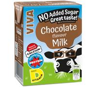 Viva Chocolate Flavoured Milk Drink - 27 x 200ml Cartons - Source of Calcium & Vitamin D - No Added Sugar - Long Life UHT - School Approved