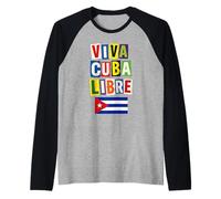 Viva Cuba Libre Flag Raglan Baseball Tee