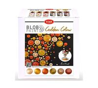 Viva Decor® Blob Paint Set Golden Glow (6 x 90 ml) Ready-to-Use Paints for Blob Painting/Dot Painting Art - Dotting Tool for Canvas, Mandala and Much More - Made in Germany