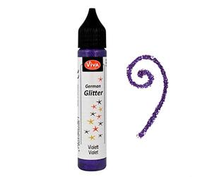 Viva Decor® German Glitter (Purple, 28 ml) Glitter Glue - Coloured Glitter Pens in Transparent Effect Paste - Craft Glitter Pen - Window Colour Glitter Pen - Glitter Pens Children