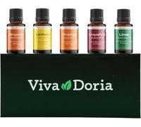 Viva Doria Citrus Essential Oil Set: Natural Food Grade Essential Oils, Lemon, Lime, Orange, Bergamot, Grapefruit (15ml Each, Pack of 5)