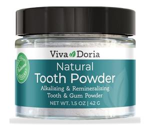 Viva Doria Natural Tooth Powder | Remineralizing | Mint Flavor | 42g Glass Jar