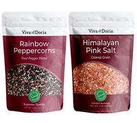 Viva Doria Rainbow Peppercorn Blend, 12 oz & Himalayan Pink Salt, Coarse Grain, 2 lb