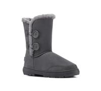 Holly Womens Twin Button Waterproof Winter Snow Boots, Grey, 5 UK