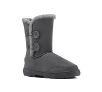 VIVA Freya: Women's Double Button Faux Fur Lining Mid-Calf Winter Boots in Grey | Size: 6 Viva Grey 6