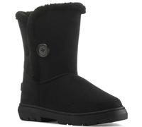 VIVA Freya: Womens Single Button Faux Fur Lining Mid-Calf Winter Boots - 8 - Black