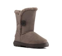 Holly Women’s Waterproof Winter Ankle Boots - Faux Fur Lined Slip-On Shoes with Single Button Detail - Comfortable Warm Outdoor Footwear - Brown - UK9/43