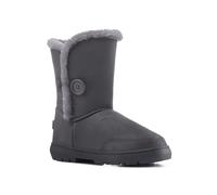 VIVA Freya: Women's Single Button Faux Fur Lining Mid-Calf Winter Boots in Grey | Size: 4 Viva Grey 4