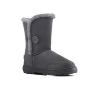 VIVA Freya: Women's Single Button Faux Fur Lining Mid-Calf Winter Boots in Grey | Size: 9 Viva Grey 9