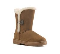 VIVA Freya: Women's Single Button Faux Fur Lining Mid-Calf Winter Boots in Tan | Size: 8 Viva Tan 8