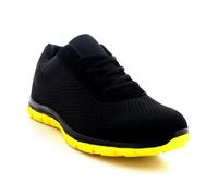 Get Fit Men’s Lace-Up Running Trainers - Lightweight Breathable Mesh Sports Shoes with Cushioned Sole - Comfortable Athletic Sneakers for Gym, Jogging & Everyday Wear - Black/Yellow - 7