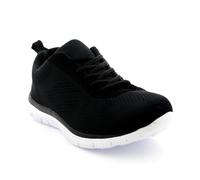 VIVA Get Fit Mens Mesh Running Trainers Athletic Walking Gym Shoe Sport Run - 9 - Black / White
