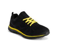 VIVA Get Fit Womens Mesh Running Trainers Athletic Walk Gym Shoes Sport - 4 - Black/Yellow/Black