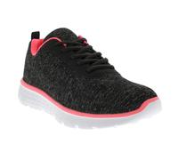 VIVA Get Fit Womens Mesh Running Trainers Athletic Walk Gym Shoes Sport - 5 - Grey/Black/Pink Jersey