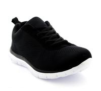 Get Fit Women's Lightweight Running Trainers - Breathable Mesh Gym Shoes with Cushioned Sole - Comfortable Walking & Fitness Sneakers - Lace-Up Athletic Footwear - Black/White - 8-41