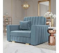 Viva Glam I Living Room Sleeper Armchair With Storage Chipboard Frame Wave Springs Wooden Slats 85X115X98Cm Blue