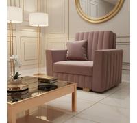 Viva Glam I Living Room Sleeper Armchair With Storage Chipboard Frame Wave Springs Wooden Slats 85X115X98Cm Pink