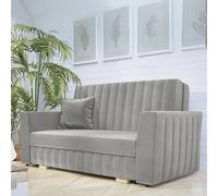 Viva Glam Iii 3 Seater Sofa Bed With Hidden Storage Sinuous Springs Solid Wood Legs Light Grey