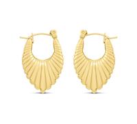 Viva Gold Tone Steel Ribbed Drop Creole Earrings - J76167
