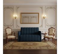 Viva Grand Ii Upholstered Living Room Sofa Bed With Wooden Legs Wave Spring Frame Bedding Storage 85X125X98Cm Blue