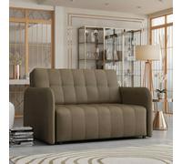 Viva Grand Ii Upholstered Sofa Bed With Wooden Legs Wooden Frame Bed Storage Freestanding Back 85X125X98Cm Beige