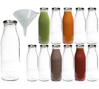 Viva Haushaltswaren 12 Empty Wide Neck Glass Bottles 0.5L / with Funnel Diameter 12 cm