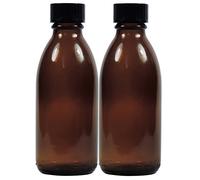 Viva Haushaltswaren apothecary bottle, brown glass medicine bottle, including a writable label, Glass, brown, 2 x 100ml
