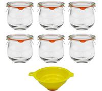 Viva-Haushaltswaren Gabriele Hesse e.K. Round Edge Jars 370 ml with Accessories Set of 6 Tulip Shape