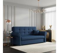 Viva Iii Sofa Bed With Sleeping Function And Storage Polyurethane Foam Wave Spring Metal Legs 168X85X98Cm Blue