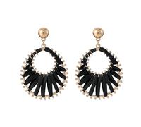 Viva Joya Boho Raffia Teardrop Earrings for Women, Large Statement Drop Dangle Earrings for Prom, Aesthetic Fashion Trendy Jewelry, Handmade Woven Beach Bridal Shower Earrings, One Size, Metal, No