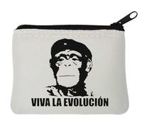 Viva La Evolucion Funny Chimp Art Neoprene Coin Purse Pouch 10x11cm White