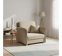 Viva Loft I Armchair Sleep Function Storage Wood Frame Metal Legs 95Cm Beige