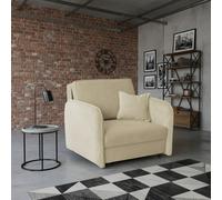 Viva Loft I Armchair Sleep Function Storage Wood Frame Metal Legs 95Cm Cream