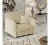 Viva Loft I Armchair With Sleep Function Storage Container Chipboard Wood Frame Metal Legs 95Cm Width Cream