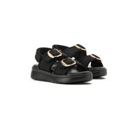 VIVA Luna: Women's Big Buckle Adjustable Two Strap Flatform Wedge Sandals in Black | Size: 6 Viva Black 6