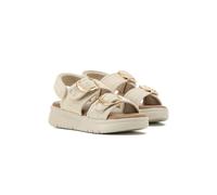 VIVA Luna: Women's Big Buckle Adjustable Two Strap Flatform Wedge Sandals in Cream | Size: 7 Viva Cream 7