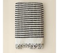 Viva Maison Pom Pom Turkish Bath and Beach Towels - Thick, Soft, Luxurious 100% Turkish Organic Cotton Bubble Weave Towels (Black, 35 x 67 Bath Size)