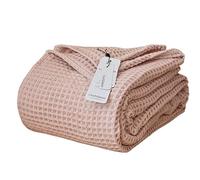 Viva Maison Premium Waffle Throw Blanket Twin Size Pink - Premium Quality, 100% Turkish Cotton, Light and Airy Waffle All-Season Quilt - Luxury Decorative Bedspread (Pink Powder, Twin 63" x 91" Inch)