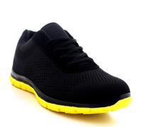 Get Fit Men’s Lace-Up Running Trainers - Lightweight Breathable Mesh Sports Shoes with Cushioned Sole - Comfortable Athletic Sneakers for Gym, Jogging & Everyday Wear - Black/Yellow - 11