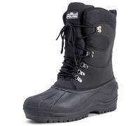 Polar Men’s Waterproof Winter Snow Boots - Insulated Nylon Upper with Duck Shell Overlay & Thermal Lining - Lace-Up Cold Weather Footwear for Outdoor Walking & Hiking - Black - UK7/EU41