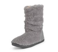 Polar Men’s Warm Memory Foam Slipper Boots - Faux Fur Lined Indoor House Shoes - Soft Fleece Ankle Booties with Anti-Slip Sole - Comfortable Winter Loungewear - Grey - UK 8