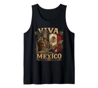 Viva Mexico Aztec Culture Mayan Indigenous Warrior Guitar Tank Top