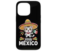 Viva Mexico Cute Cat Sombrero Flag Mexican Pride Case for iPhone 13 Pro